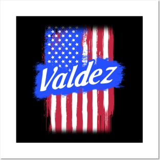 American Flag Valdez Family Gift For Men Women, Surname Last Name Posters and Art